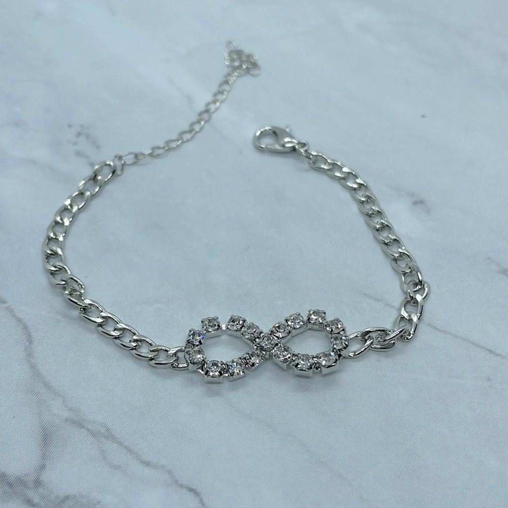 Infinity Rhinestone Silver Bracelet - Picture 5 of 9